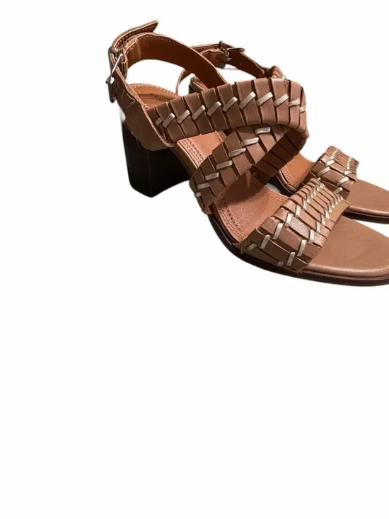 Lucky Brand Braided Tan Leather Sandals with Beige Accent - Picture 5 of 11